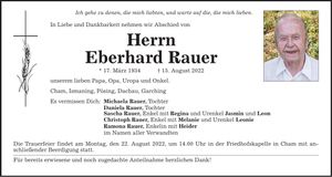 Traueranzeige Eberhard Rauer