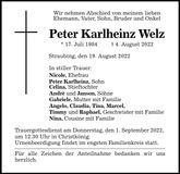 Traueranzeige Peter Karlheinz Welz