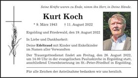 Traueranzeige Kurt Koch