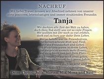 Traueranzeige Tanja Tanja