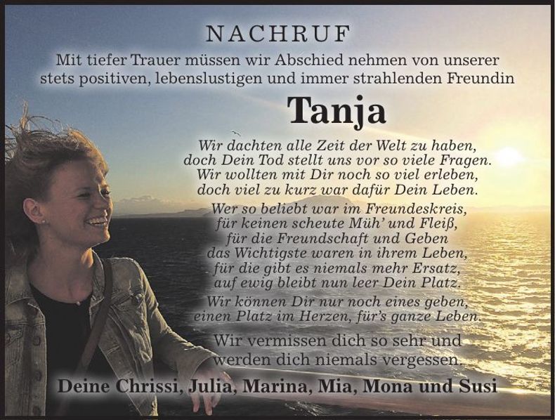 Traueranzeige Tanja Tanja