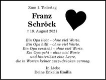 Traueranzeige Franz Schröck