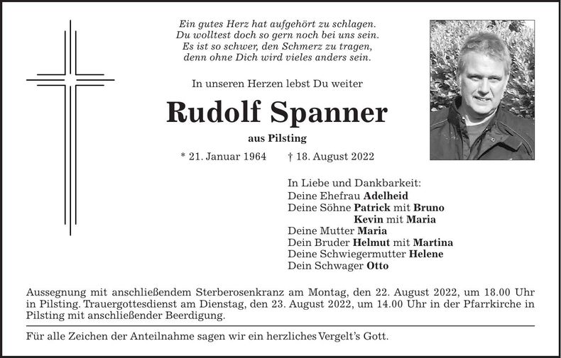Traueranzeige Rudolf Spanner