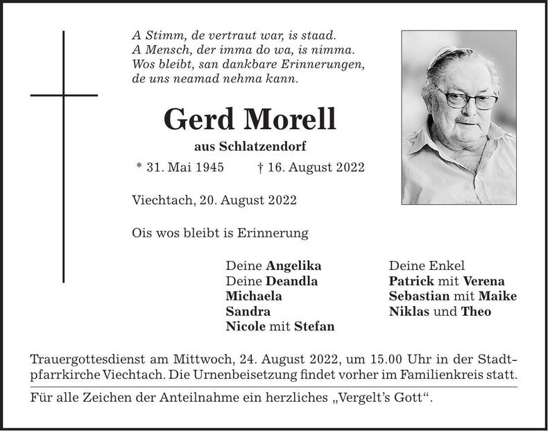 Traueranzeige Gerd Morell