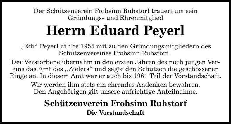 Traueranzeige Eduard Peyerl