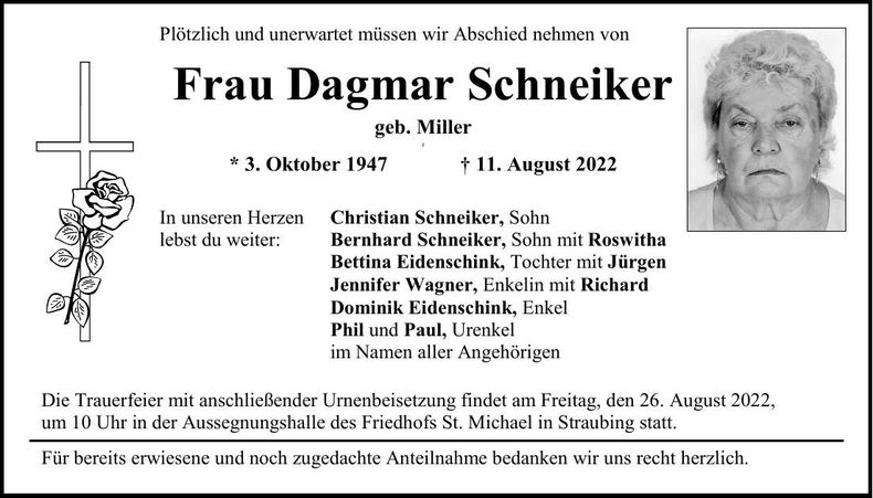Traueranzeige Dagmar Schneiker