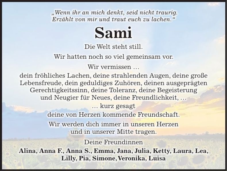 Traueranzeige Samina Griesbeck