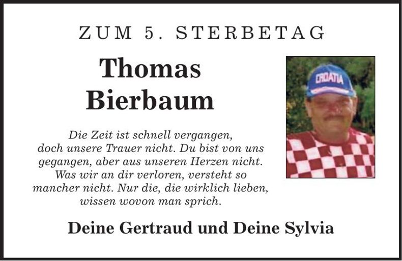 Traueranzeige Thomas Bierbaum