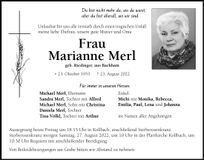 Traueranzeige Marianne Merl