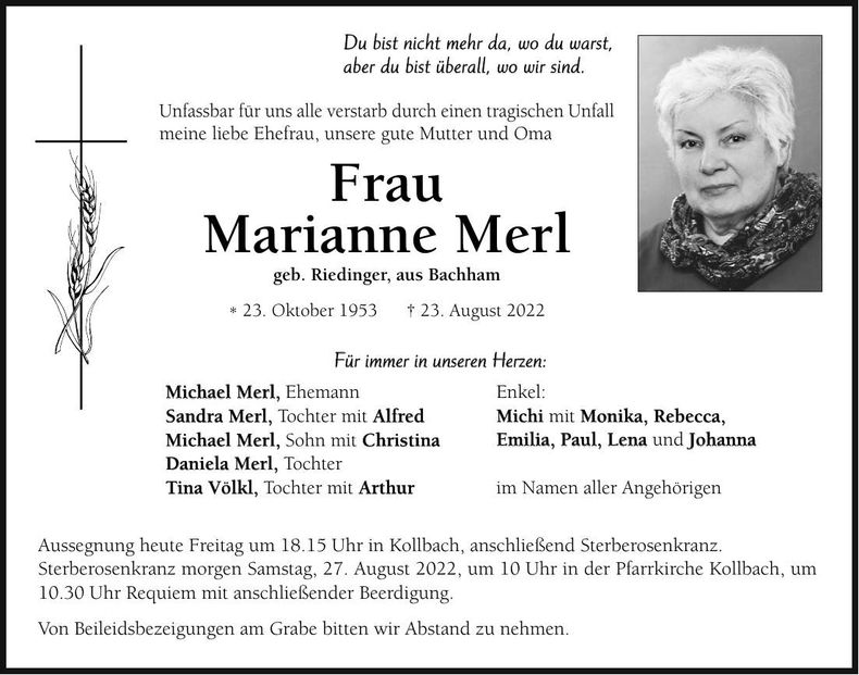 Traueranzeige Marianne Merl