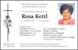 Traueranzeige Rosa Kettl
