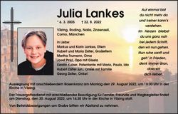 Traueranzeige Julia Lankes