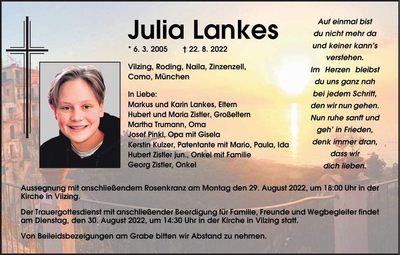 Traueranzeige Julia Lankes