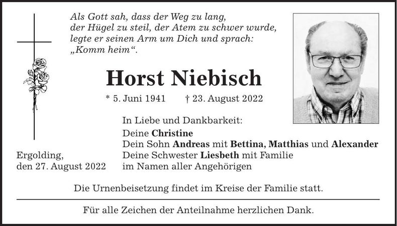 Traueranzeige Horst Niebisch
