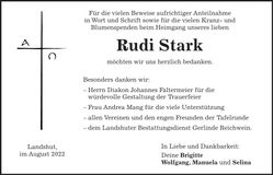 Traueranzeige Rudi Stark