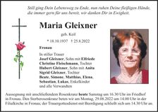 Traueranzeige Maria Gleixner