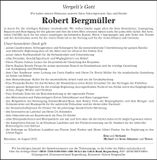 Traueranzeige Robert Bergmüller