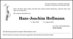 Traueranzeige Hans-Joachim Hoffmann