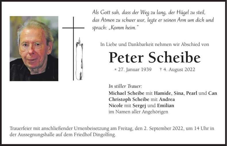 Traueranzeige Peter Scheibe