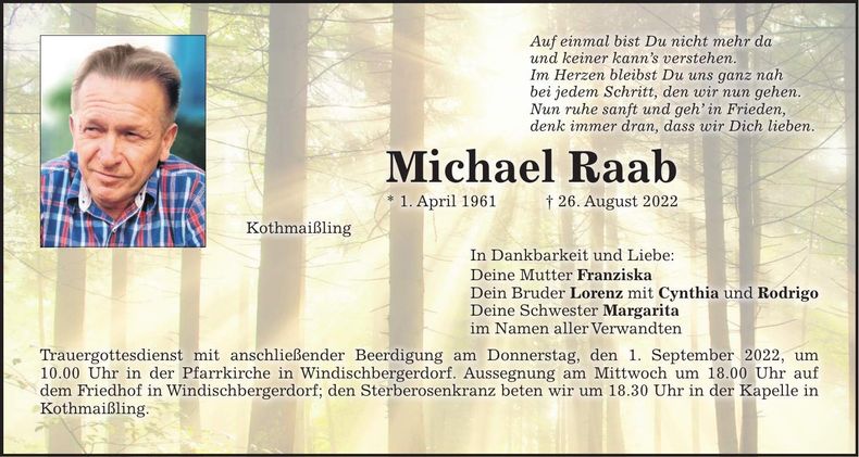 Traueranzeige Michael Raab