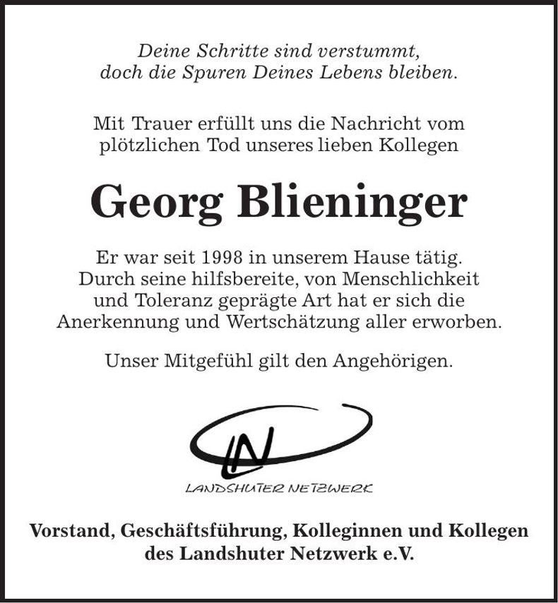 Traueranzeige Georg Blieninger