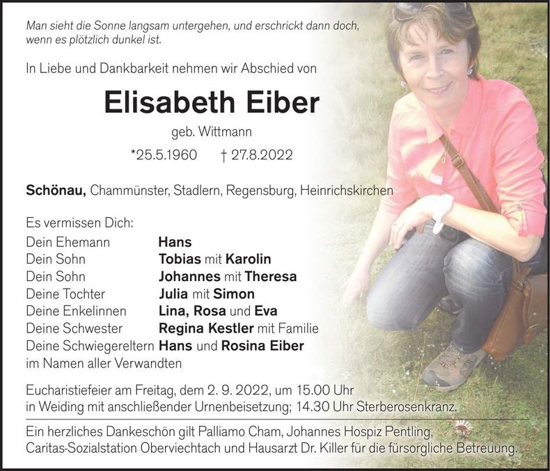 Traueranzeige Elisabeth Eiber
