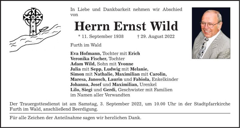 Traueranzeige Ernst Wild
