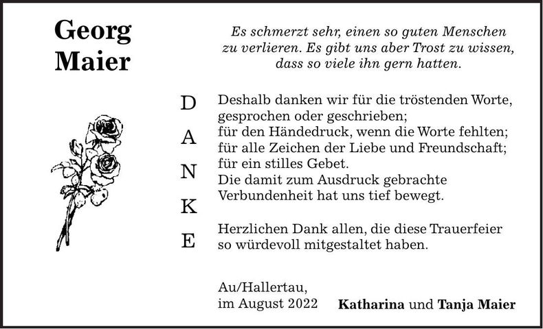 Traueranzeige Georg Maier