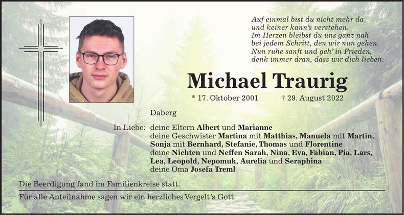 Traueranzeige Michael Traurig