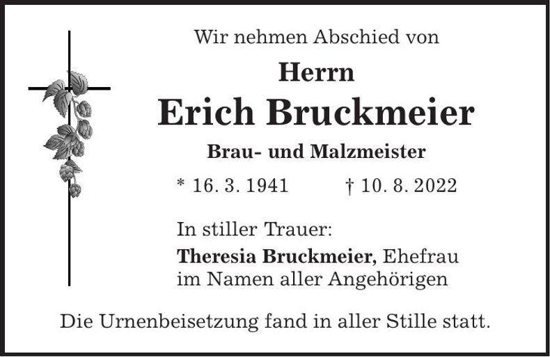 Traueranzeige Erich Bruckmeier