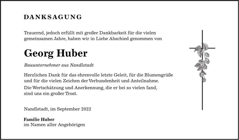 Traueranzeige Georg Huber