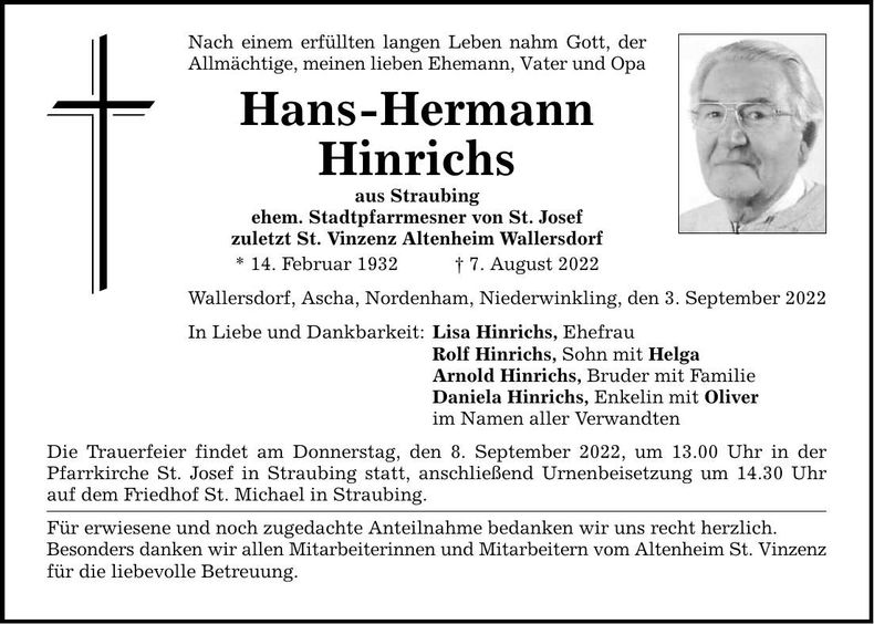Traueranzeige Hans-Hermann Hinrichs