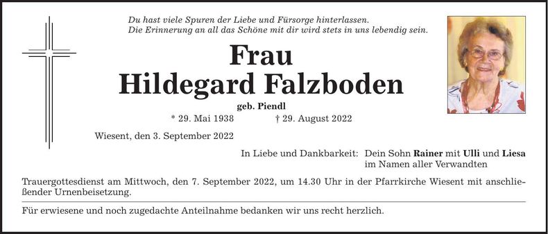 Traueranzeige Rainer Falzboden