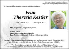 Traueranzeige Theresia Kestler