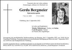 Traueranzeige Gerda Bergmeier