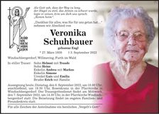 Traueranzeige Veronika Schuhbauer