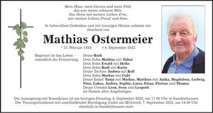 Traueranzeige Mathias Ostermeier