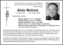 Traueranzeige Alois Heitzer