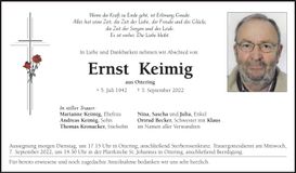 Traueranzeige Ernst Keimig