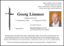 Traueranzeige Georg Limmer