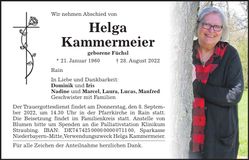 Traueranzeige Helga Kammermeier