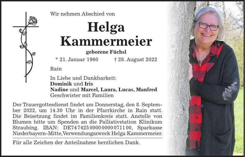 Traueranzeige Helga Kammermeier