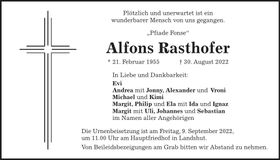 Traueranzeige Alfons Rasthofer