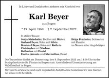 Traueranzeige Karl Beyer