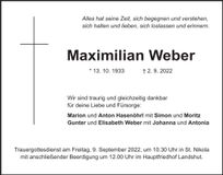 Traueranzeige Maximilian Weber
