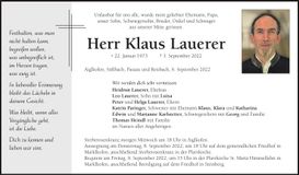 Traueranzeige Klaus Lauerer
