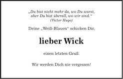Traueranzeige Wick 