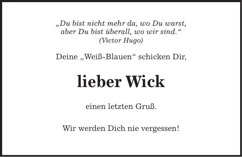 Traueranzeige Wick 