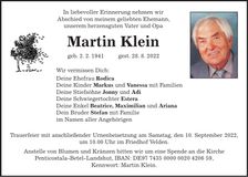 Traueranzeige Martin Klein