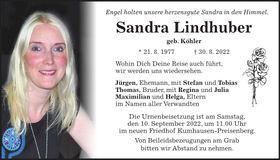 Traueranzeige Sandra Lindhuber